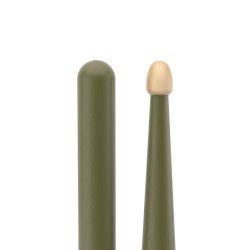 Promark RBH595AW-GREEN Rebound 5B Painted Hickory Acorn Wood Tip Trommestikker (Army Green)