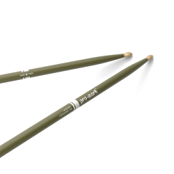 Promark TX5AW-GREEN Classic Forward 5A Painted Hickory Oval Wood Tip Trommestikker (Army Green)