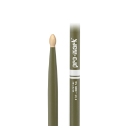Promark TX5AW-GREEN Classic Forward 5A Painted Hickory Oval Wood Tip Trommestikker (Army Green)