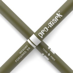 Promark TX5AW-GREEN Classic Forward 5A Painted Hickory Oval Wood Tip Trommestikker (Army Green)
