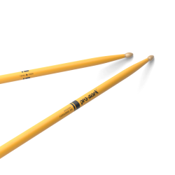 Promark TX5AW-YELLOW Classic Forward 5A Painted Hickory Oval Wood Tip Trommestikker (Promark Yellow)