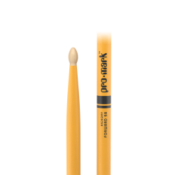 Promark TX5AW-YELLOW Classic Forward 5A Painted Hickory Oval Wood Tip Trommestikker (Promark Yellow)