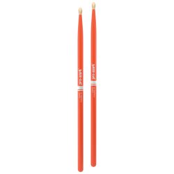 Promark TX5AW-ORANGE Classic Forward 5A Painted Hickory Oval Wood Tip Trommestikker (Bright Orange)