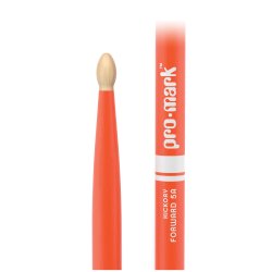Promark TX5AW-ORANGE Classic Forward 5A Painted Hickory Oval Wood Tip Trommestikker (Bright Orange)