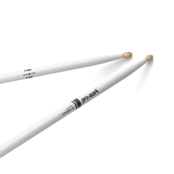 Promark TX5BW-WHITE Classic Forward 5B Painted Hickory Oval Wood Tip Trommestikker (White)