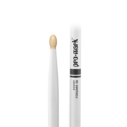 Promark TX5BW-WHITE Classic Forward 5B Painted Hickory Oval Wood Tip Trommestikker (White)