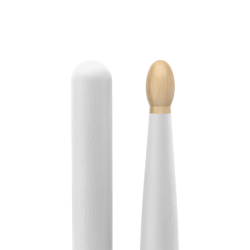 Promark TX5BW-WHITE Classic Forward 5B Painted Hickory Oval Wood Tip Trommestikker (White)