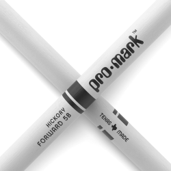 Promark TX5BW-WHITE Classic Forward 5B Painted Hickory Oval Wood Tip Trommestikker (White)