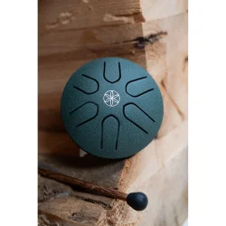 Meinl Sonic Energy PSTD4DGGOL 3" Pocket Steel Tongue Tromme (A-dur, 6 toner, 440 Hz, m�rkegr�n, Germ of Life)