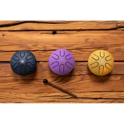 Meinl Sonic Energy PSTD1PLF 3" Pocket Steel Tongue Drum (A-dur, lotusblomst, lilla) inkl. k�lle