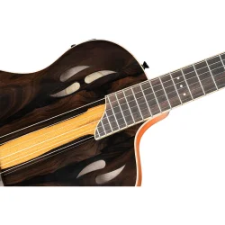 Ortega RTP-LTD TourPlayer Serien Nylonstrenget Guitar m/mikrofon, thin body &amp; slim neck inkl. taske (Ziricote Gloss)