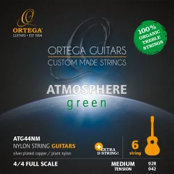 Ortega ATG44NM Atmosphere Green Medium Tension 4/4 Klassisk Guitar Strenges�t 