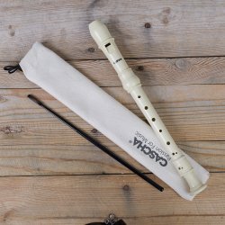 Cascha EH-3909 Sopran Plastik Blokfljte m/barok greb inkl. stofpose &amp; rengringsstang (elfenben)