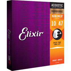 Elixir 16002 Nanoweb Coated Phosphor Bronze Extra Light (10/47) Western Guitar Strenges�t
