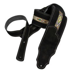 Franklin Strap FSS-BK-SW Southwest Suede Series 2,5" Ruskind m/v�vning+naturlige syninger Guitarrem