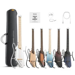 Donner HUSH-I PRO Silent Travel Elektrisk Guitar m/18 indbyggede effekter inkl. taske &amp; tilbeh�r (Maillard Fade)