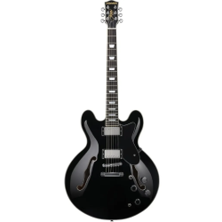 Donner DJP-1000B Semi-hollow Elektrisk Guitar m/HH-konfiguration inkl. taske &amp; tilbeh�r (Sort Gloss)