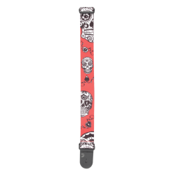 D'Addario Accessories P20W1414 Polyester 50mm Guitarrem (Red Sugar Skulls)