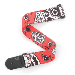 D'Addario Accessories P20W1414 Polyester 50mm Guitarrem (Red Sugar Skulls)
