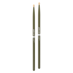 Promark TX5AW-GREEN Classic Forward 5A Painted Hickory Oval Wood Tip Trommestikker (Army Green)