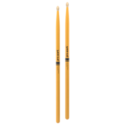 Promark TX5AW-YELLOW Classic Forward 5A Painted Hickory Oval Wood Tip Trommestikker (Promark Yellow)