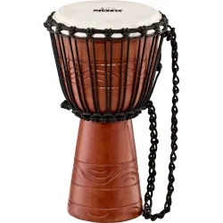 NINO Percussion NINO-ADJ2-S Water Rhythm Original Afrikansk Stil Small Tr� Rebtunet Djembe m/gedeskind (�20cm, Mahognitr�, Brun)