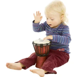 NINO Percussion NINO-ADJ2-XXS Water Rhythm Original Afrikansk Stil XXSmall Rebtunet Tr� Djembe m/gedeskind (�11cm, Mahognitr�, Brun)