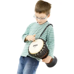 NINO Percussion NINO-ADJ3-XS Earth Rhythm Original Afrikansk Stil XSmall Rebtunet Tr� Djembe m/gedeskind (�18cm, Mahognitr�, Sort/Brun)