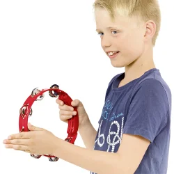 NINO Percussion NINO49R Kompakt Tamburin �20cm (st�bt ABS, 1 r�kke jingles, r�d)