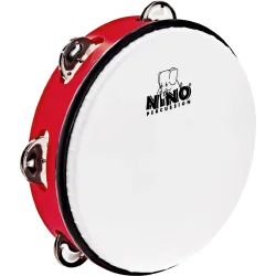 NINO Percussion NINO51R Jingle Drum Tamburin �20cm m/syntetisk skind (st�bt ABS, r�d) inkl. k�lle