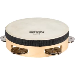 Nino Percussion NINO942 Tr� Tamburin �15cm m/syntetisk skind (1 r�kke jingles, natural) inkl. k�lle