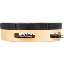 Nino Percussion NINO942 Tr� Tamburin �15cm m/syntetisk skind (1 r�kke jingles, natural) inkl. k�lle