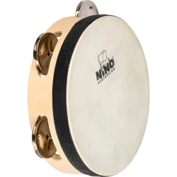 Nino Percussion NINO942 Tr� Tamburin �15cm m/syntetisk skind (1 r�kke jingles, natural) inkl. k�lle