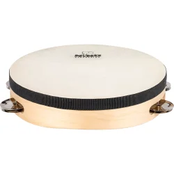 Nino Percussion NINO944 Tr� Tamburin �20cm m/syntetisk skind (1 r�kke jingles, natural) inkl. k�lle
