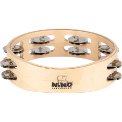 NINO Percussion NINO945 Tr� Tamburin �20cm (2 r�kker jingles, natural)