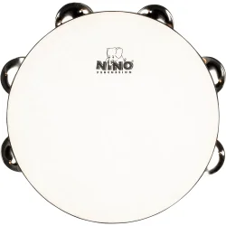 NINO Percussion NINO946 Tr� Tamburin �20cm m/syntetisk skind (2 r�kker jingles, natural) inkl. k�lle