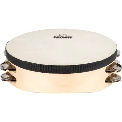 NINO Percussion NINO946 Tr� Tamburin �20cm m/syntetisk skind (2 r�kker jingles, natural) inkl. k�lle