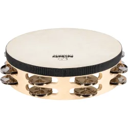 NINO Percussion NINO946 Tr� Tamburin �20cm m/syntetisk skind (2 r�kker jingles, natural) inkl. k�lle