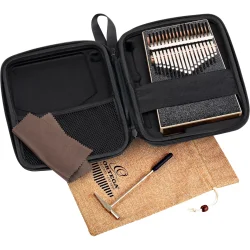 Ortega OKB4-MBK Akustisk Lydhul Kalimba C Dur 17 Noder (Akacie - Sort Sparkle) inkl.