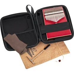 Ortega OKB4-MRD Akustisk Lydhul Kalimba C Dur 17 Noder (Akacie - R�d Sparkle) inkl. tilbeh�r