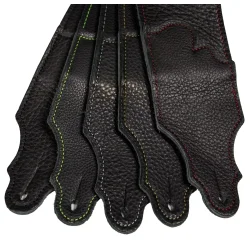 Franklin Strap FS-BK-S Original Black Glove Leather 2,5" Sort L�der m/kontrasts�m Guitarrem