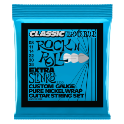 Ernie Ball 2255 Classic Rock N Roll Extra Slinky Pure Nickel 8-38 Elektrisk Guitar Strenges�t