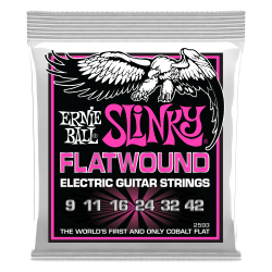 Ernie Ball 2593 Flatwound Super Slinky 9-42 Elektrisk Guitar Strenges�t