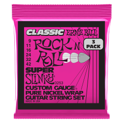 Ernie Ball 3253 Classic Super Slinky Pure Nickel 9-42 Elektrisk Guitar Strenges�t (3-s�t)
