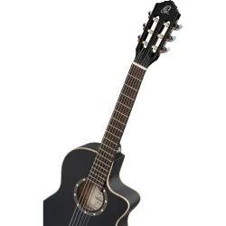 Ortega RCE125SBK-3/4 Family 3/4 St�rrelse Slim Neck Thinline Klassisk Guitar m/mikrofon inkl. taske