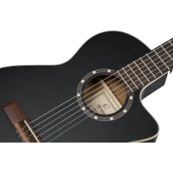 Ortega RCE125SBK-3/4 Family 3/4 St�rrelse Slim Neck Thinline Klassisk Guitar m/mikrofon inkl. taske