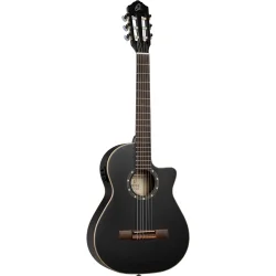 Ortega RCE125SBK-3/4 Family 3/4 St�rrelse Slim Neck Thinline Klassisk Guitar m/mikrofon inkl. taske
