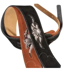 Franklin Strap 8S1B-BK-SN Sculpted Suede-Snakeskin Leather 2.5� Ruskind m/slangeskindl�der Guitarrem