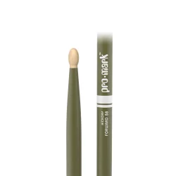 Promark TX5BW-GREEN Classic Forward 5B Painted Hickory Oval Wood Tip Trommestikker (Army Green)