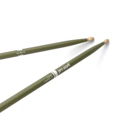 Promark TX5BW-GREEN Classic Forward 5B Painted Hickory Oval Wood Tip Trommestikker (Army Green)